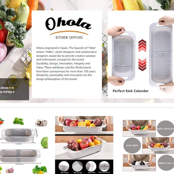 Extendable / Collapsible Colander - Strainer Over the Sink  (Lt. Grey) - Picture 12 of 12